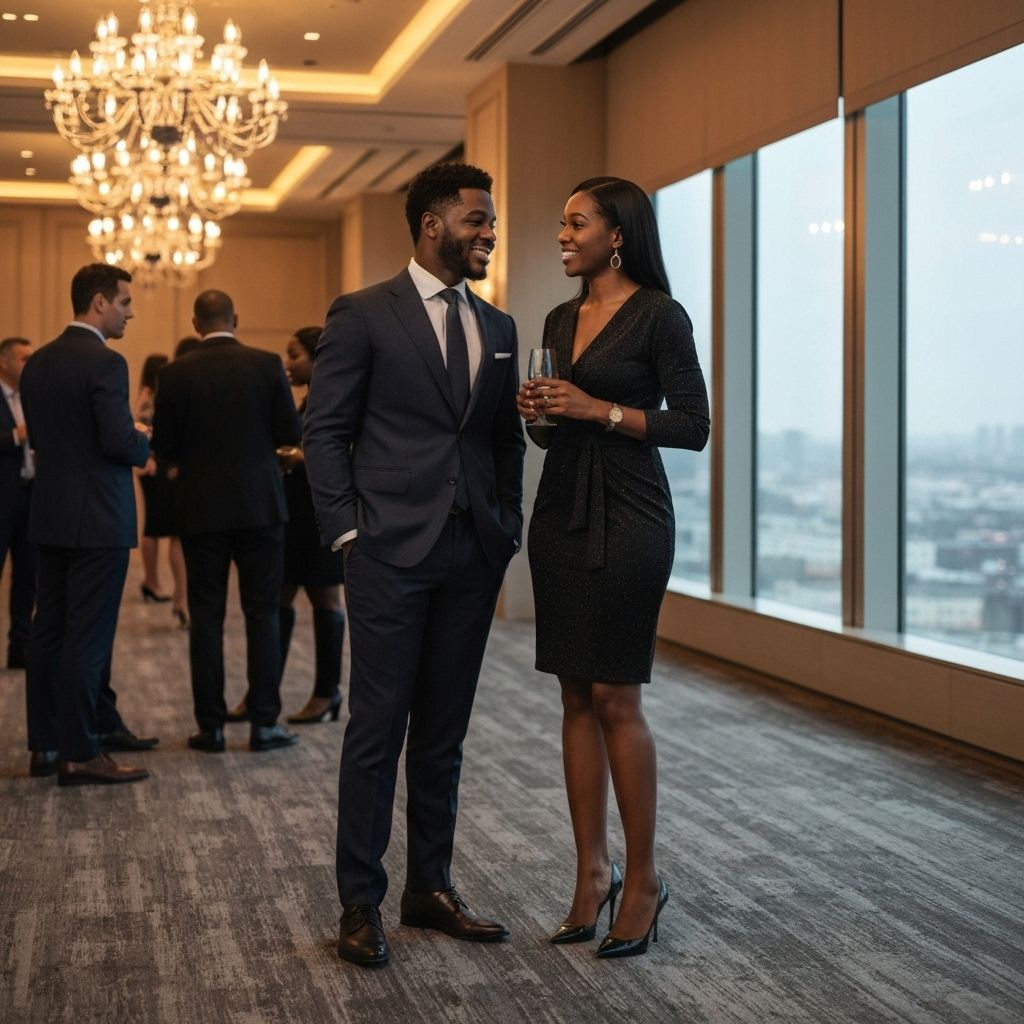 Elite Black professionals at exclusive luxury networking event - mutual success and partnership