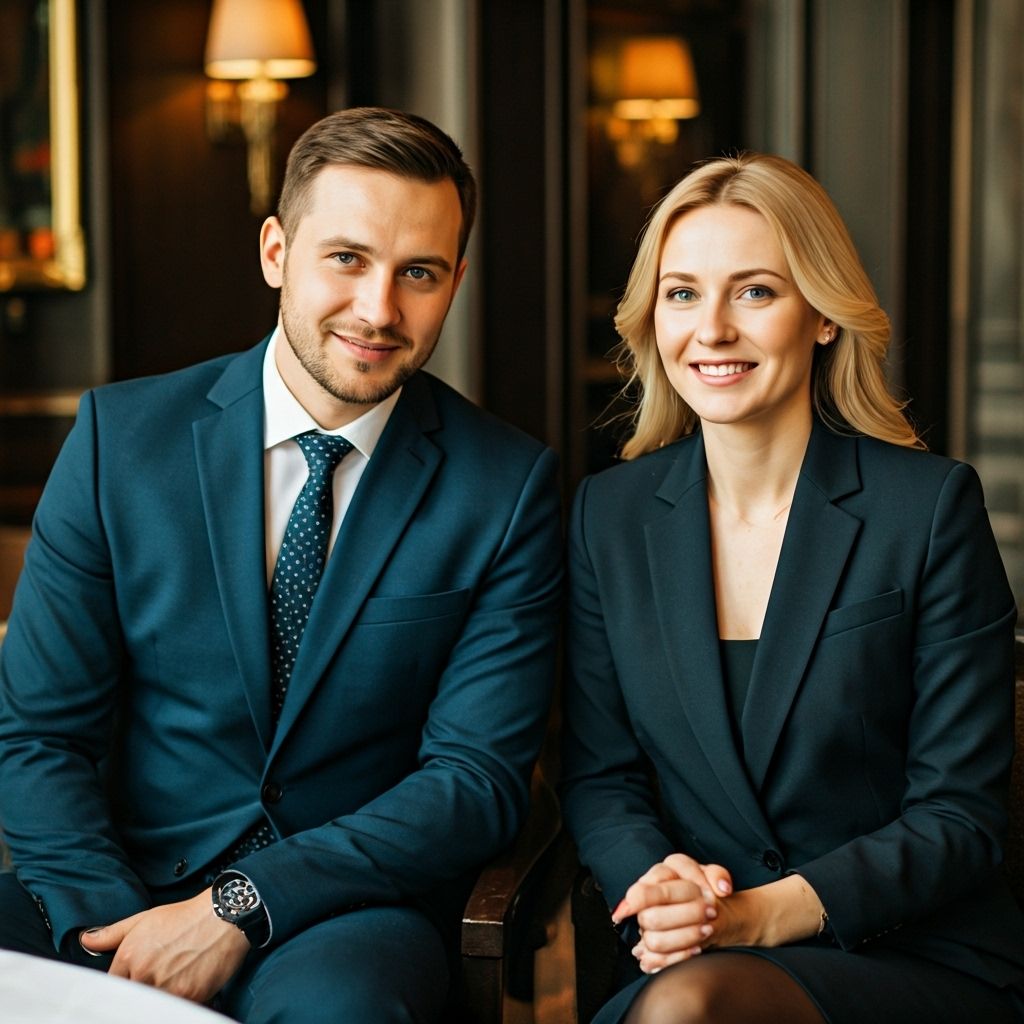 Sophisticated white couple in elegant setting