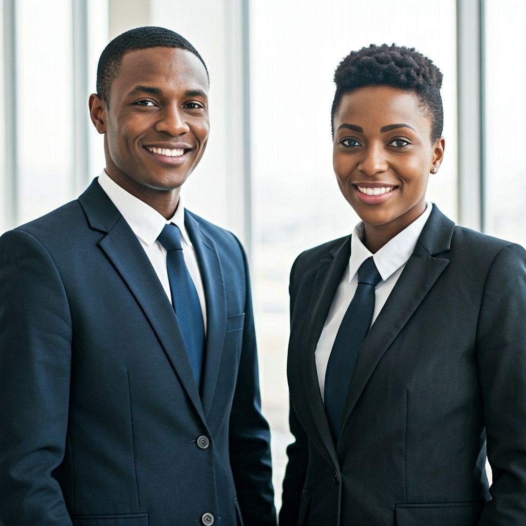 Professional Black couple in business attire